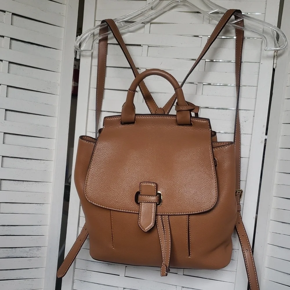 Michael Kors Remi Tan Leather Backpack